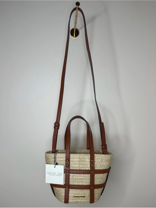 Rachel Zoe Handbags - Rachel Zoe Woven Straw Tote Bag Brown Leather Trim Crossbody NWT